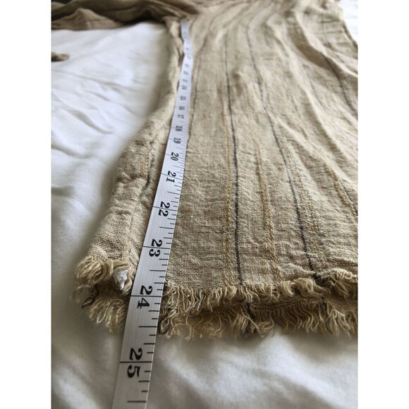 Drew Women's Sleeveless Striped Linen Blend Jumpsuit S Tan Belted Bohemian Artsy - Picture 8 of 8